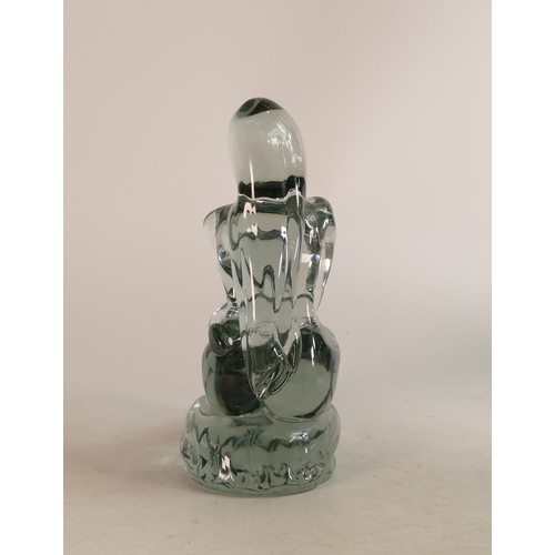 40 - Ermanno Nason glass sculpture of seated woman with arms folded, with original studio signed guarante... 