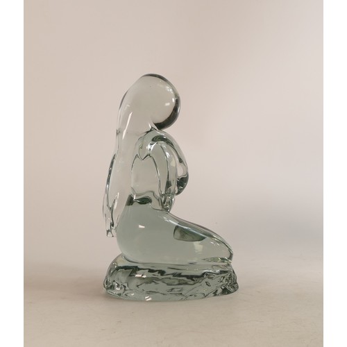 40 - Ermanno Nason glass sculpture of seated woman with arms folded, with original studio signed guarante... 