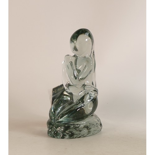 40 - Ermanno Nason glass sculpture of seated woman with arms folded, with original studio signed guarante... 