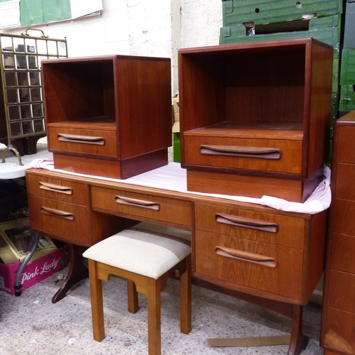 660 - Mid Century Teak G Plan Bedroom Suite including dressing table with stool & 2 matching bedside table... 