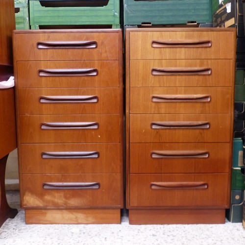 661 - Mid Century G Plan Teak Pair of Tallboy Chest of 6 Drawers
Height 100cm (2)