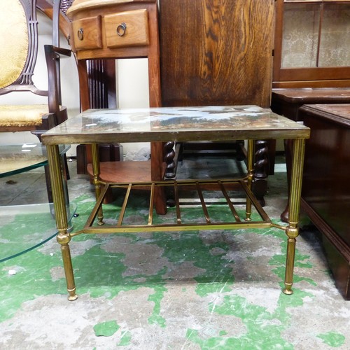 666 - Brass and Glass topped coffee table (Height - 41cm) with flying duck design made of various feathers... 