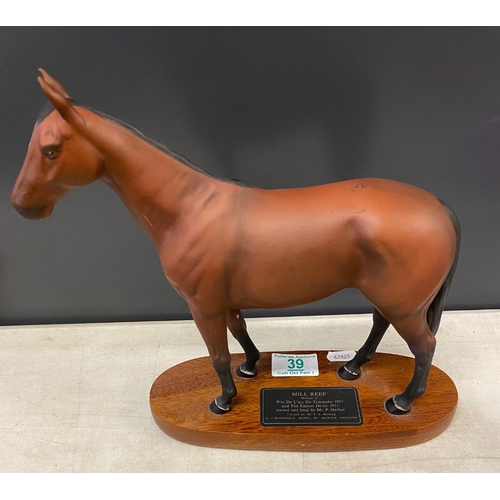 39 - Beswick Connoisseur Model of Mill Reef on Wooden Base