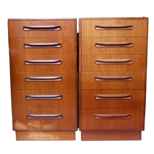 661 - Mid Century G Plan Teak Pair of Tallboy Chest of 6 Drawers
Height 100cm (2)