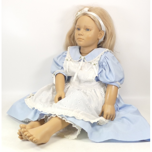 401 - Boxed Annette Himstedt Doll. Original Dress in Box with Hobbyist Made Dress. Height:75cm