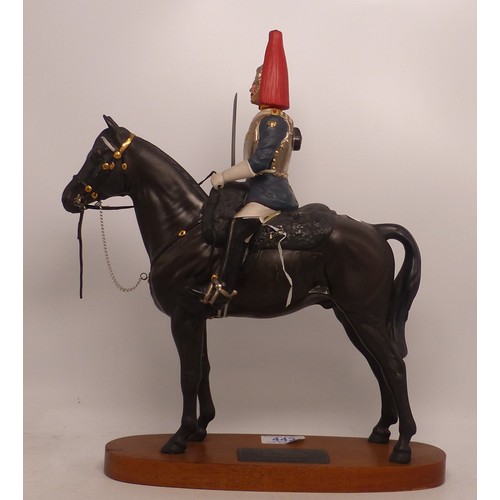 41 - Beswick Connoisseur Model The Blues and Royals on Wooden Base. some condition issues (left upper boo... 