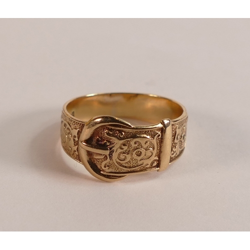 701 - 9ct gold buckle ring, size P/Q, 3.5g.