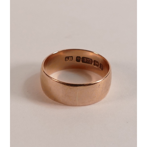 702 - 9ct rose gold wedding ring, size M/N, 3.5g.