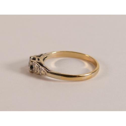 710 - 18ct gold diamond ring, size J, 1.8g.