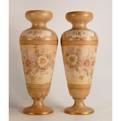 5 - Pair of Carlton Blush ware vases in the Arvista pattern by Wiltshaw & Robinson, c1900, height 27.5cm... 