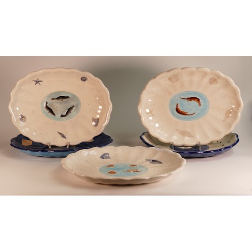 21 - Five Frank Brookes USA Studio design Sealife themed serving platters, length: approx. 36cm. Frank Br... 