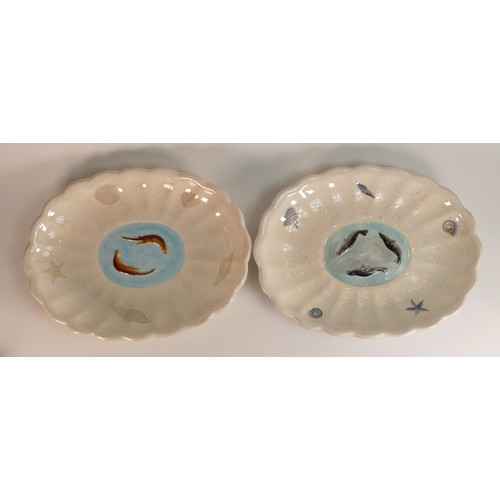 21 - Five Frank Brookes USA Studio design Sealife themed serving platters, length: approx. 36cm. Frank Br... 