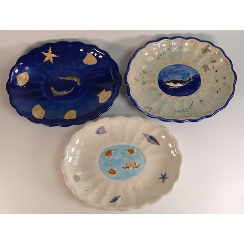 21 - Five Frank Brookes USA Studio design Sealife themed serving platters, length: approx. 36cm. Frank Br... 