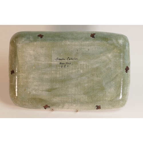 24 - Frank Brookes USA Studio design rectangular tray painted with Orchids and Butterflies. Diameter: 45c... 