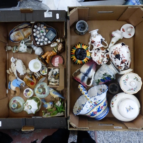 180 - Mixed collection of vases, crestware and other collectables- 2 trays