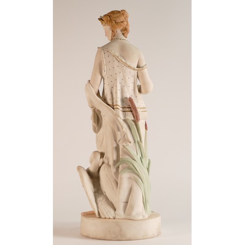 30 - Rare and important W.H Goss coloured Parian figure of Leda and Swan, marked to base 