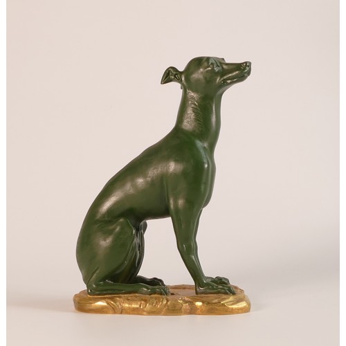 33 - St. Petersburg Imperial Porcelain, a painted bisque model of a young greyhound. Painted in dark gree... 