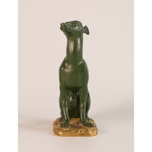 33 - St. Petersburg Imperial Porcelain, a painted bisque model of a young greyhound. Painted in dark gree... 