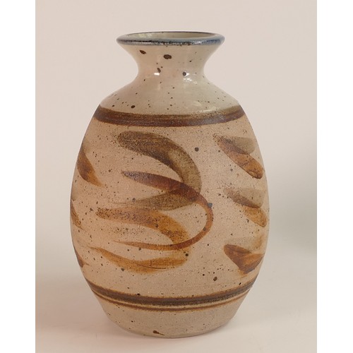 49 - In the style of Derek Clarkson (1928-2013), Studio Pottery vase decorated with stylised leaping salm... 