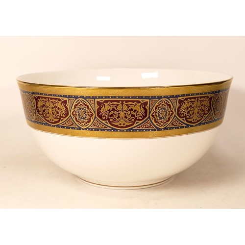 51 - De Lamerie Fine Bone China heavily gilded Samarkand patterned large fruit bowl, diameter 26.5cm