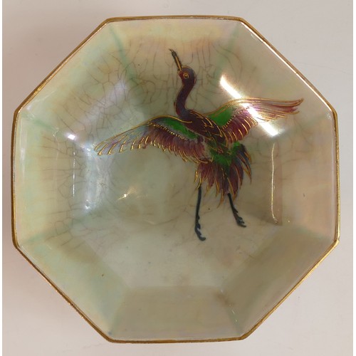 53 - Shelley China, Flamingo pattern small octagonal bowl. Unmarked. Diameter: 12.2cm