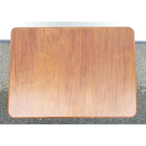 627 - Victorian Mahogany tilt top table with rectangular top. H 74cm. Size of top 55cm x 74cm