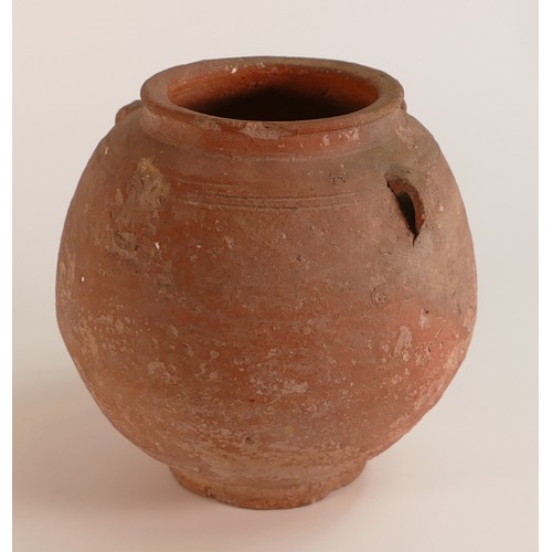 71 - 19th century Italian Terracotta Oil jar. Globular form with four small loop handles. One handle miss... 