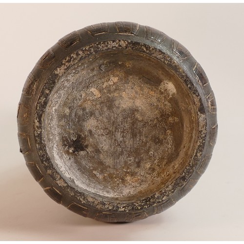 77 - 18th/19th century Indian Deccan Bidriware vase of teardrop form. Body is decorated with silvered sty... 