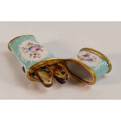 671 - 18th century Bilston enamel and gilt Etui with complete contents. Decorated with teal enamel and gil... 