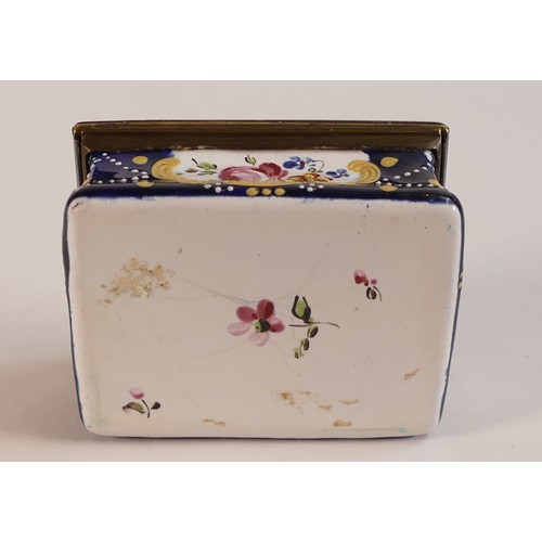 672 - 18th century Bilston enamel and gilt box with gilt interior. Decorated with blue enamel and yellow R... 