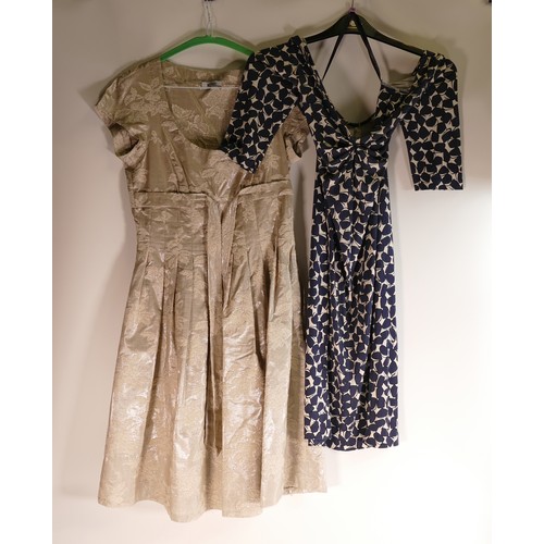 679 - Diane von Furstenberg blue & white dress, size 8 together with Moschino beige dress, size 8. (2)