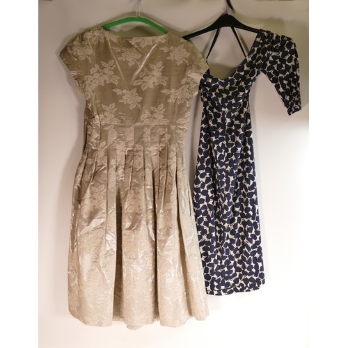 679 - Diane von Furstenberg blue & white dress, size 8 together with Moschino beige dress, size 8. (2)