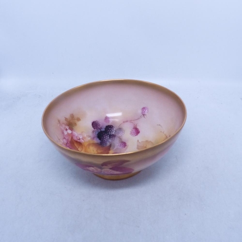 516 - K. Blade for Royal Worcester, handpainted Fruit Still Life Footed Bowl. Diameter: 18.5cm