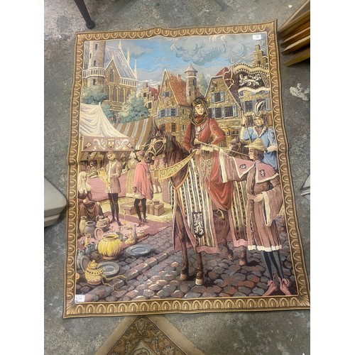 632 - Vintage Jeban de Macy large Medieval French Wall Tapestry