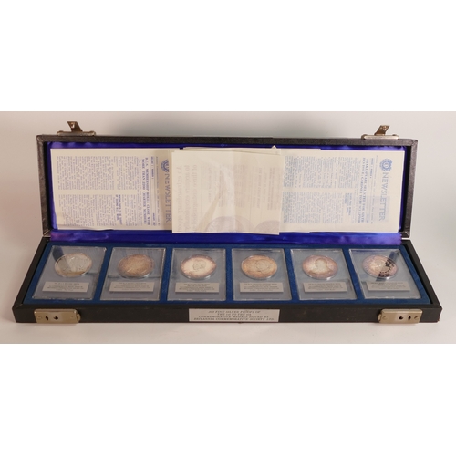 659 - A set of Silver Fine Proof medals, William I, Magna Carter,Lord Nelson, Canadian Centenary, Churchil... 