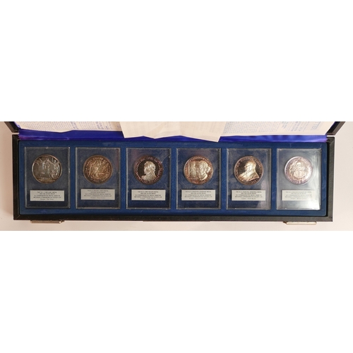 659 - A set of Silver Fine Proof medals, William I, Magna Carter,Lord Nelson, Canadian Centenary, Churchil... 