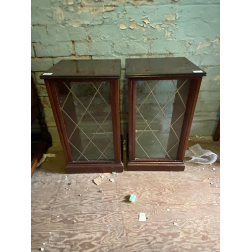 674 - Pair of Mahogany Regency Style Leaded Glass Display Cupboards
Height 62cm