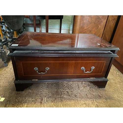 685 - Mahogany Crossbanded Media Unit with fall front drawer. 
Height - 39cm