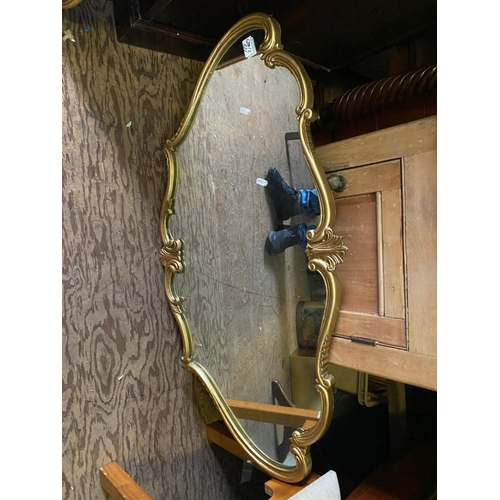 688 - Pair of Gilt Framed curved wall hanging French style Mirrors.
Largest - H75cmxW100cm approx