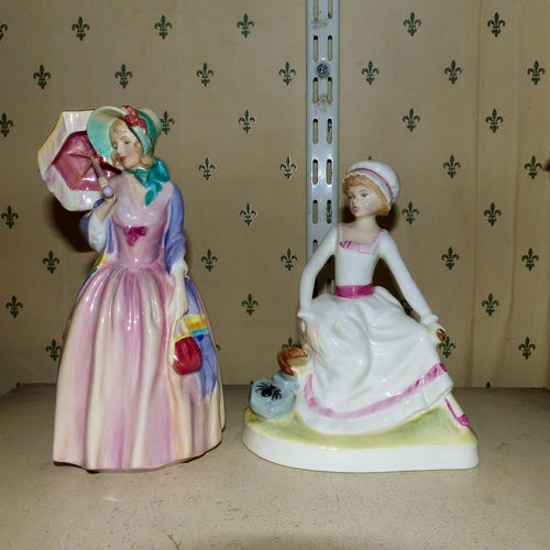 244 - Royal Doulton Lady Figurines To Include Little Miss Muffet HN2727 and Miss Demure HN1402 (2)