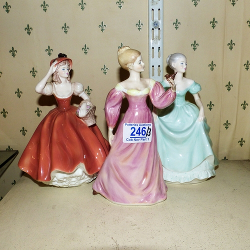 246 - Three Coalport Figurines Ladies of Fashion 'Henrietta', 'Flora' and 'Affection' (21cm H) (3)