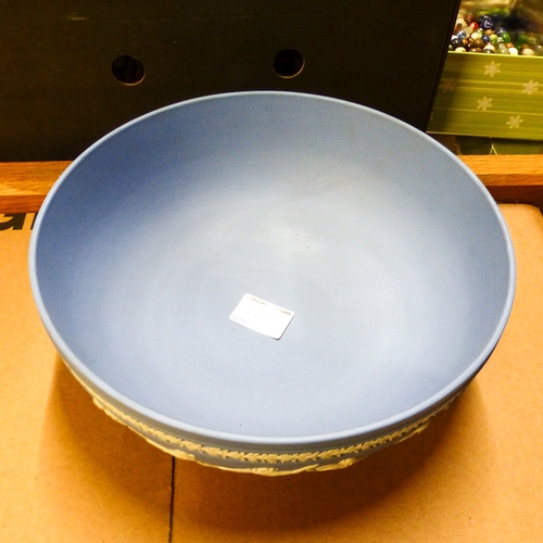 47 - Wedgwood, Blue Jasperware Dancing Hours Fruit Bowl. Diameter: 26cm