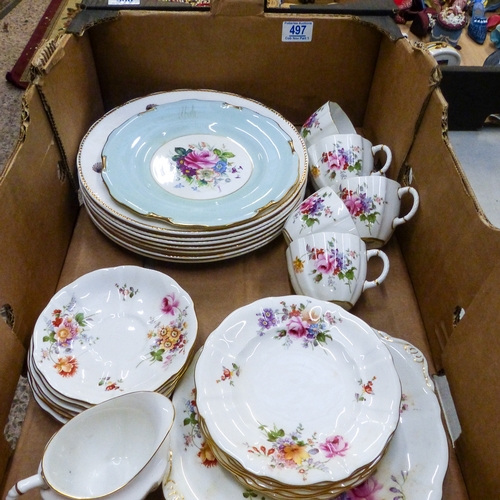 497 - Royal Crown Derby Part Tea Set To Include Five Cups, Six Saucers, Six Side Plates, One Sandwich Plat... 