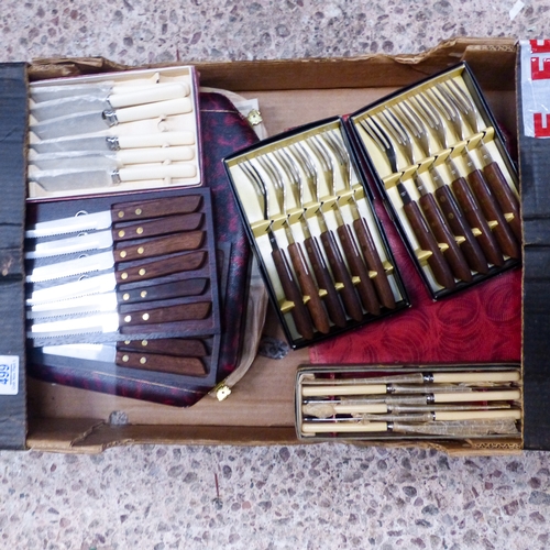 499 - Large Quantity of Cutlery To Include Two Presentation Boxes 24 piece sets, Knives on Magnetic Boards... 