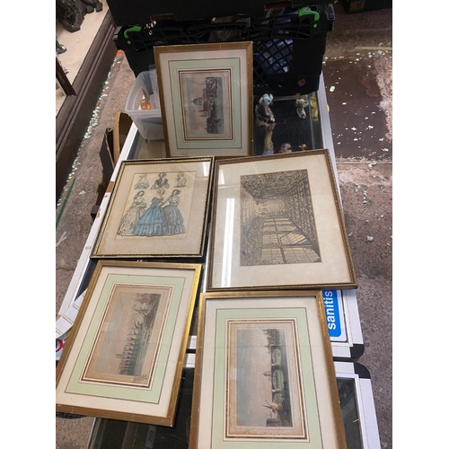 424 - Five Framed Engravings including London Scenes, The Orangery at the Royal Pavillion Brighton designe... 