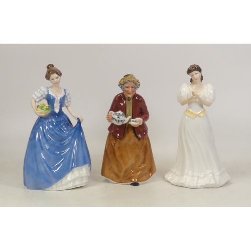 117 - Three Royal Doulton Lady Figures to include 'Teatime' HN2255, 'Helen' HN3601 and 'Maria' HN3381. (H:... 