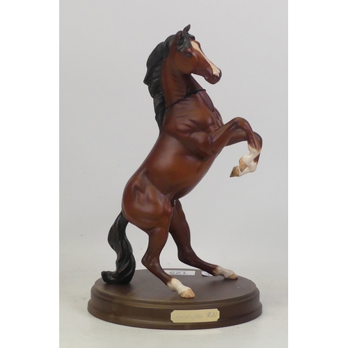 125 - Royal Doulton matte horse 'Spirit of the Wild' on a wooden plinth. (H: 30cm)