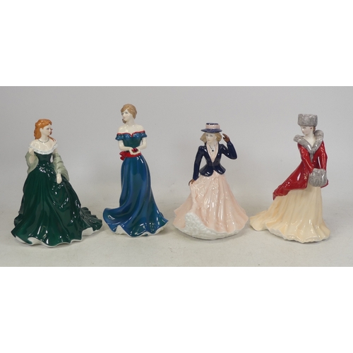 345 - Four Royal Worcester Lady Figures to include Birthstone 'Aries', Les Petites 'Lara' - Christmas Morn... 