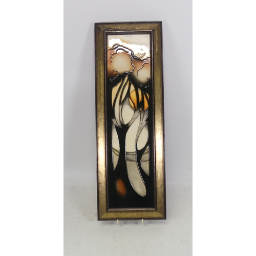 450 - Moorcroft La Garenne Framed Plaque 47cm x 16cm