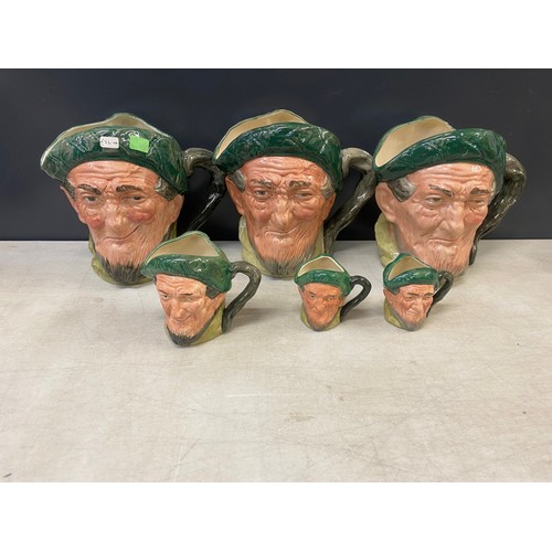 87 - Royal Doulton, Six Character Jugs Auld Mac in various sizes. (6)